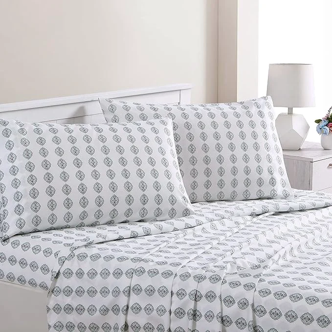 Elite Modern Threads Printed 4-Piece Extra Soft Bedding Sheets amp Pillowcase Set Deep Pocket up to 16 inch Mattress Claire Cal King Fine