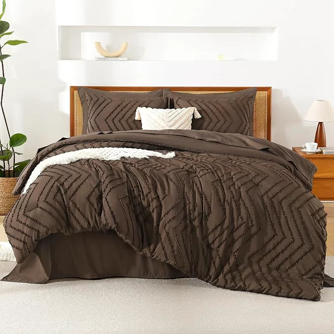 User-Friendly Litanika Super King Plus Size Comforter Set with Sheets Brown – 7 Pieces Bed in a Bag Oversized King Boho Tufted Complete Bedding Sets with Comforter Sheets Pillowcases amp Shams Authentic
