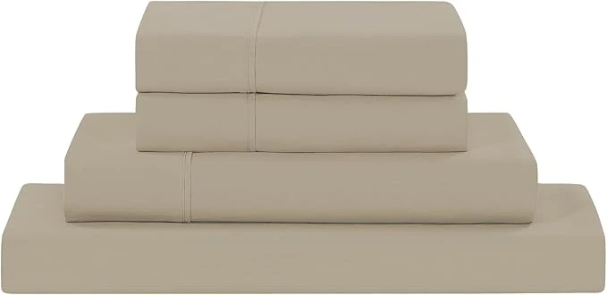 Original Design Modern Threads Soft Microfiber Solid Sheets – Luxurious Microfiber Bed Sheets – Includes Flat Sheet Fitted Sheet with Deep Pockets amp Pillowcases Taupe Queen High-Quality
