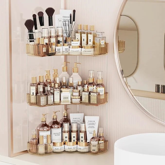 Detailed Asayuee 3-Tier Corner Bathroom Counter Organizer Fashionable