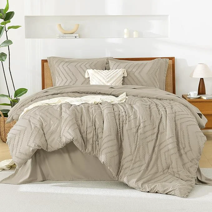 Easy-to-Use Litanika Light Hazel Full Size Comforter Set with Sheets – 7 Pieces Bed in a Bag Full Boho Tufted Complete Bedding Sets with Comforter Sheets Pillowcases amp Shams Sustainable