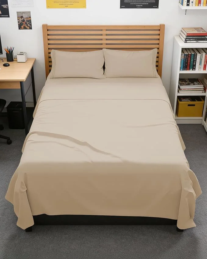 Organic Full XL Bed Sheet – 4 Piece Full XL Bed Sheets Set – Soft Breathable amp Cooling – Hotel Luxury Bedding for Women Men Kids Teens Boys amp Girls – Deep Pockets Comfy Fade and Wrinkle – Cream Fashionable