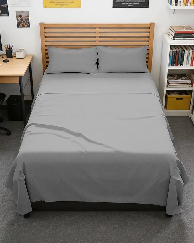 Selected Full XL Bed Sheet – 4 Piece Full XL Bed Sheets Set – Soft Breathable amp Cooling – Hotel Luxury Bedding for Women Men Kids Teens Boys amp Girls – Deep Pockets Fade amp Wrinkle – Heathered Grey Natural