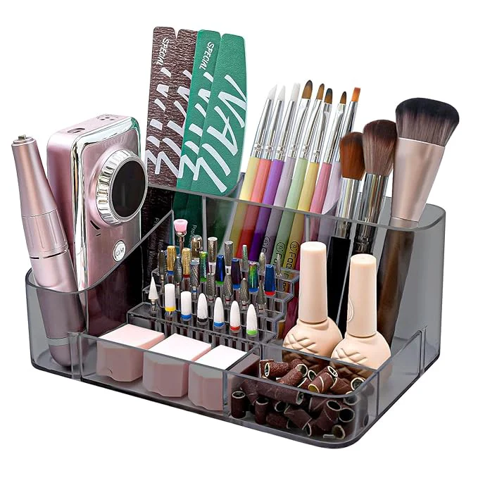 Soft ANRUI Nail Drill Holder 28 Holes Nail Drill Machine Bits Storage Box Advanced