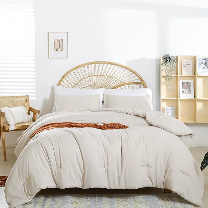 Eco-Friendly weigelia Beige Comforter Set Twin Boho Cream Twin Comforter with 1 Pillowcases – Soft Lightweight Cozy Bedding Set for All Season – Beige Comforter Twin Size for Women Teens Kids Official
