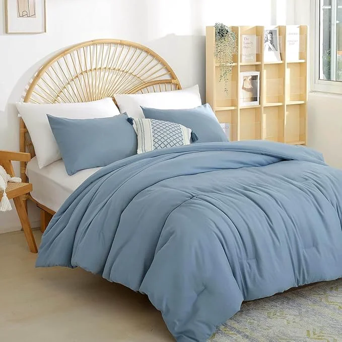 Breathable Weigelia Boho Dusty Blue 3PCS Microfiber Bed Comforter Set for All Seasons – Soft Lightweight Comforter and Pillowcases World-Class