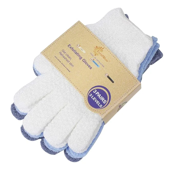 Lightweight Evridwear Exfoliating Glove for Shower Men and Women Dual Texture Bath Body Solid