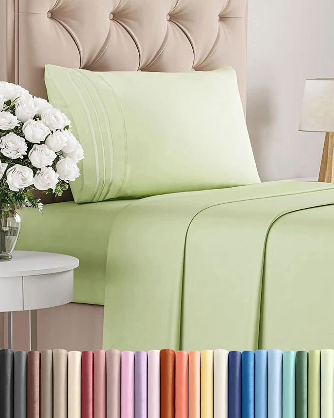 High-Quality Twin XL Size 3 Piece Sheet Set – Comfy Breathable amp Cooling Bed Sheets Set – Hotel Luxury Bedding for Women Men Kids Teens Boys amp Girls – Deep Pockets amp Wrinkle – Oeko-Tex – Light Sage Green Elegant