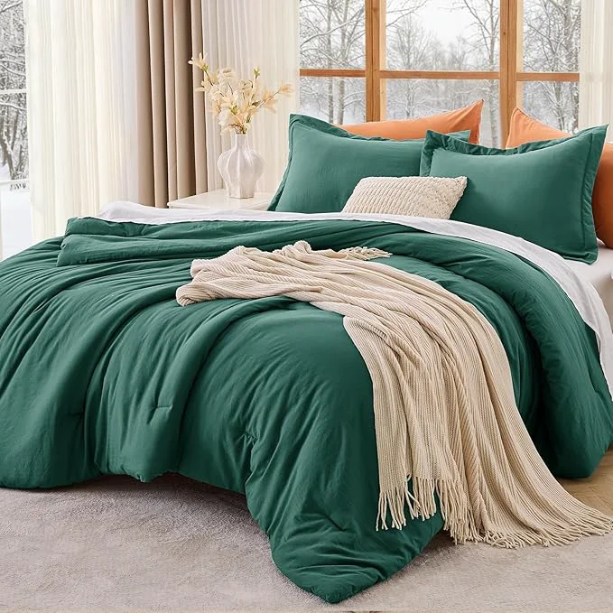 Functional MUXHOMO Full Comforter Sets All Season Ultra Soft Down Bedding – 3 Piece Lightweight Bed Set Includes 1 Comforter 82 quot x86 quot and 2 Pillow Shams 20 quot x26 quot Emerald Green Healthy