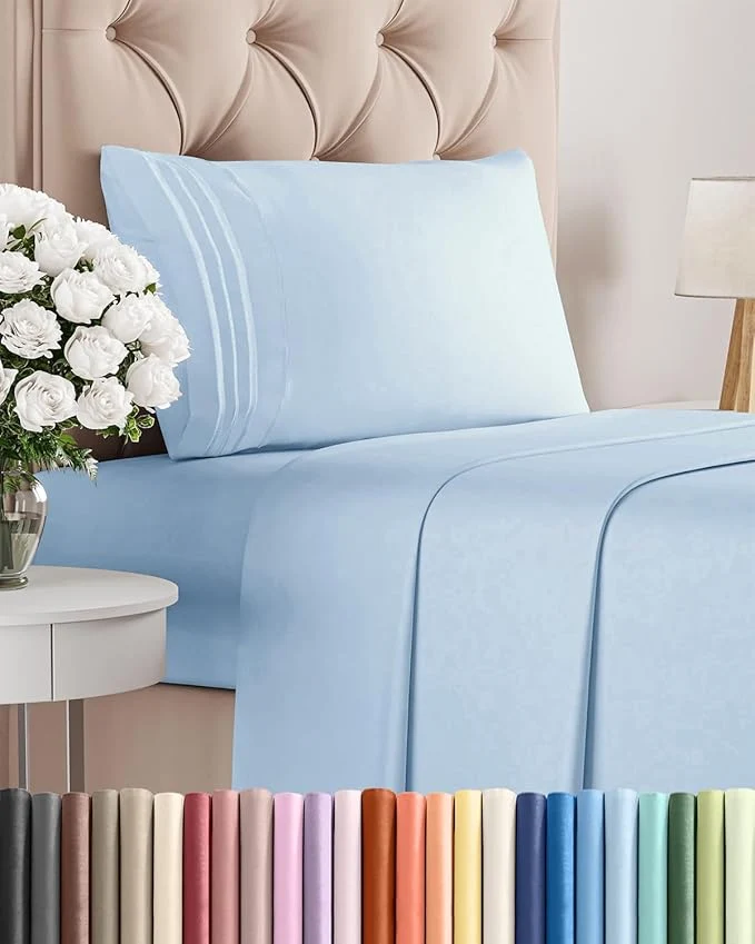 World-Class Twin Size 3 Piece Sheet Set – Comfy Breathable amp Cooling Bed Sheets Set – Hotel Luxury Bedding for Women Men Kids Teens Boys amp Girls – Deep Pockets Soft and Wrinkle – Oeko-Tex – Light Blue Smart