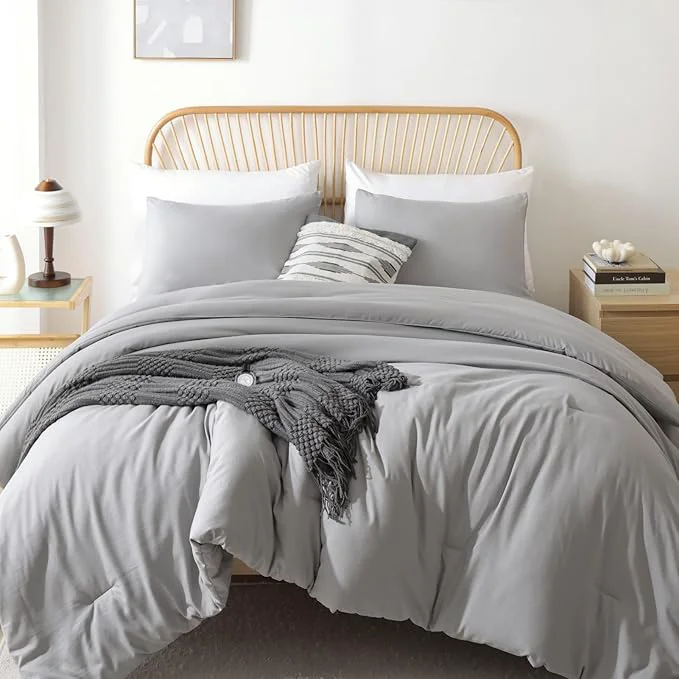 Quality ROSGONIA California King Comforter Set Grey 3pcs 1 Boho Cal King Comforter amp 2 Pillowcases All Season Lightweight Bedding Blanket Quilt Fashionable