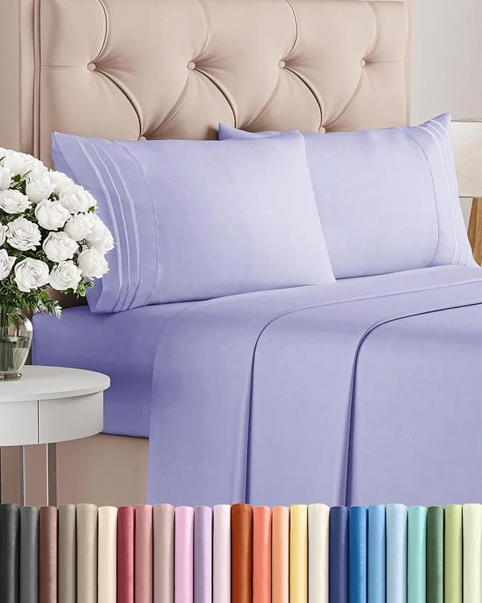 Exceptional Cal King Size 4 Piece Sheet Set – Comfy Breathable amp Cooling Bed Sheets Set – Hotel Luxury Bedding for Women Men Kids Teens Boys amp Girls – Deep Pockets Soft Wrinkle – Oeko-Tex – Lavender Secure