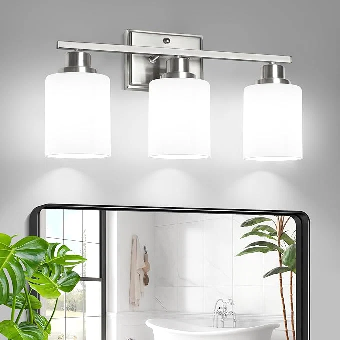 Unicozin 3-Light Bathroom Light Fixtures Modern Brushed Nickel Vanity Light High-Quality