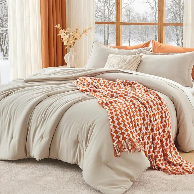 Fine Crafted MUXHOMO Full Comforter Sets All Season Ultra Soft Down Bedding – 3 Piece Lightweight Bed Set Includes 1 Comforter 82 quot x86 quot and 2 Pillow Shams 20 quot x26 quot Linen Authentic