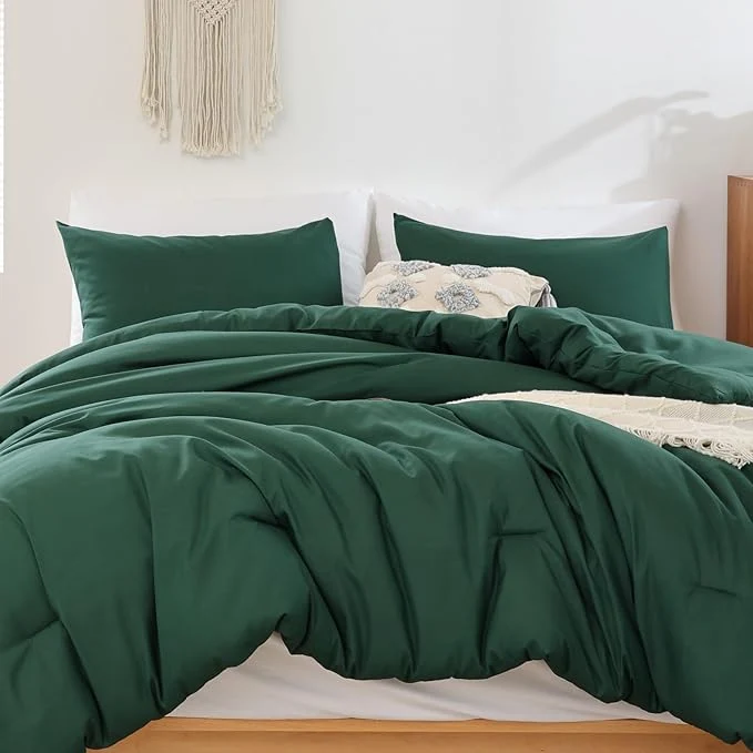 Top-Quality ROSGONIA Oversized King Comforter Dark Emerald Green 3pcs 1 Boho Comforter amp 2 Pillowcases Lightweight Oversized King Size Comforter Sets Bedding Premium Material
