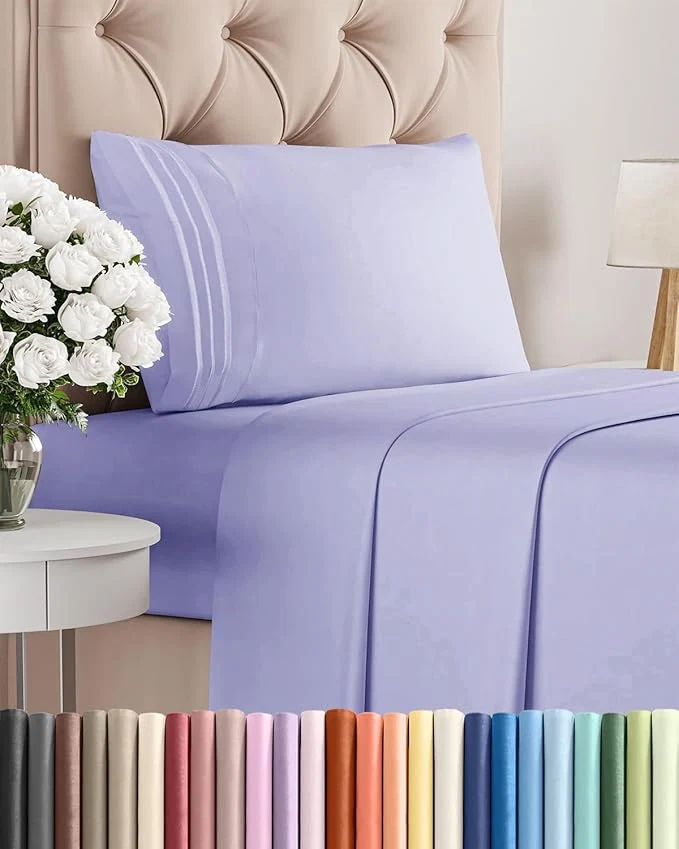 Detailed Twin Size 3 Piece Sheet Set – Comfy Breathable amp Cooling Bed Sheets Set – Hotel Luxury Bedding for Women Men Kids Teens Boys amp Girls – Deep Pockets Ultra-Soft Wrinkle – Oeko-Tex – Lavender Elite