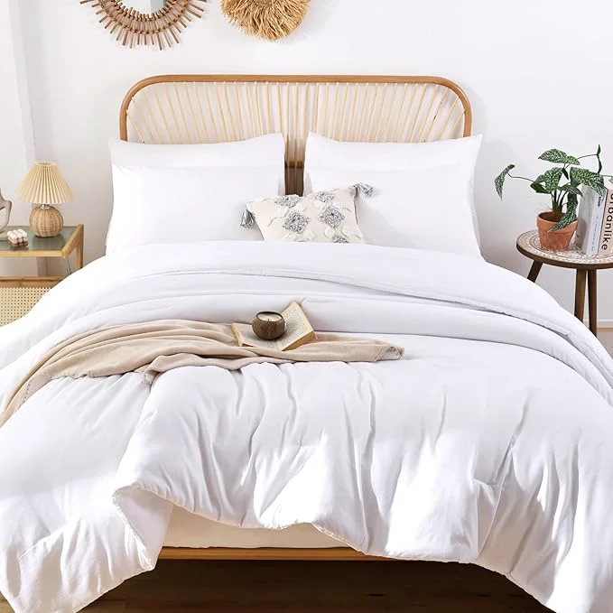 Prestigious ROSGONIA California King Comforter Set White 3pcs 1 Boho Cal King Comforter amp 2 Pillowcases All Season Hotel Bedding Bedspread Blanket Quilt Consistent