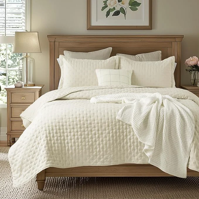 Healthy Bedsure Quilts Queen Size – Cream Bedspread Queen Size amp Lightweight Comforter Modern Cottage Coverlet with Clover Pattern Ultra Soft All-Season Bedding 90 x 96 Inches Stitch- Quilting Ultra Soft Lightweight Machine Washable Pet-Friendly Innovative