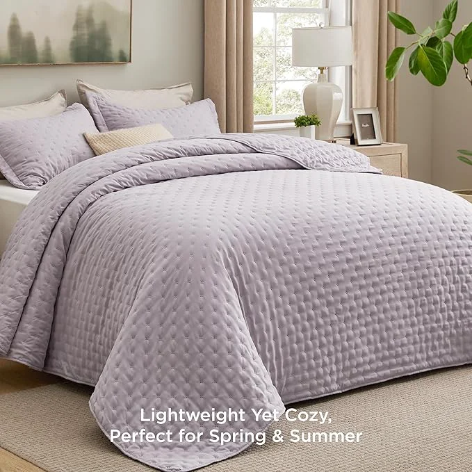 Reliable Bedsure King Quilt – Purple Bedspread King Size amp Lightweight Comforter Modern Farmhouse Coverlet with Clover Pattern Ultra Soft All-Season Bedding 106 x 96 Inches Stitch- Quilting Ultra Soft Lightweight Machine Washable Pet-Friendly Exclusive