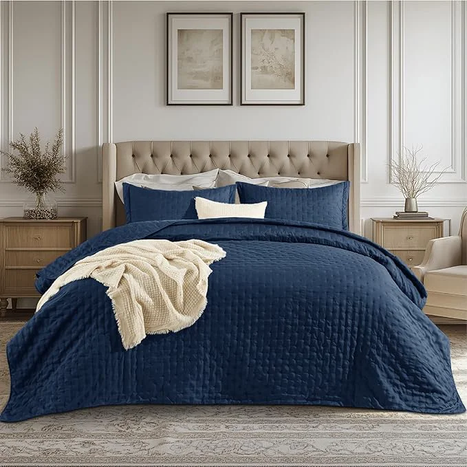 Healthy Bedsure King Quilt – Navy Blue Bedspread King Size amp Lightweight Comforter Modern Coverlet with Clover Pattern Ultra Soft All-Season Bedding 106 x 96 Inches Stitch- Quilting Ultra Soft Lightweight Machine Washable Pet-Friendly Unique