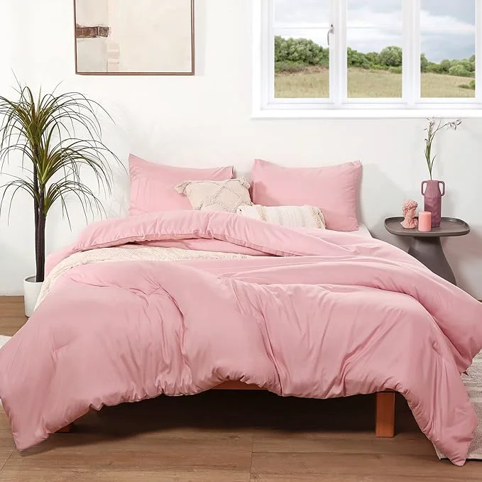 Powerful ROSGONIA King Size Comforter Set Pink 3pcs 1 Boho Pink Comforter amp 2 Pillowcases All Season Bedding Soft Lightweight Bedspread Blanket Quilts Verified