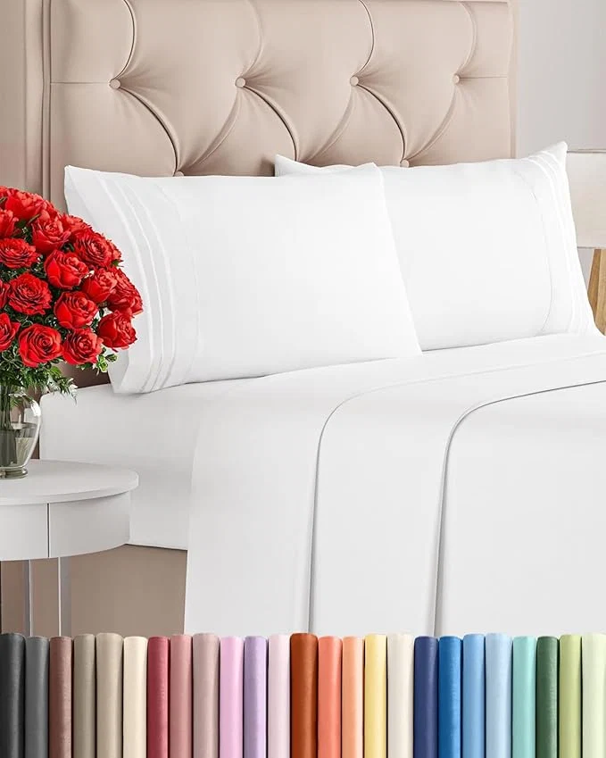 Powerful King Size 4 Piece Sheet Set – Comfy Breathable amp Cooling Bed Sheets Set – Hotel Luxury Bedding for Women Men Kids Teens Boys amp Girls – Deep Pockets Ultra-Soft and Wrinkle – Oeko-Tex – White Professional