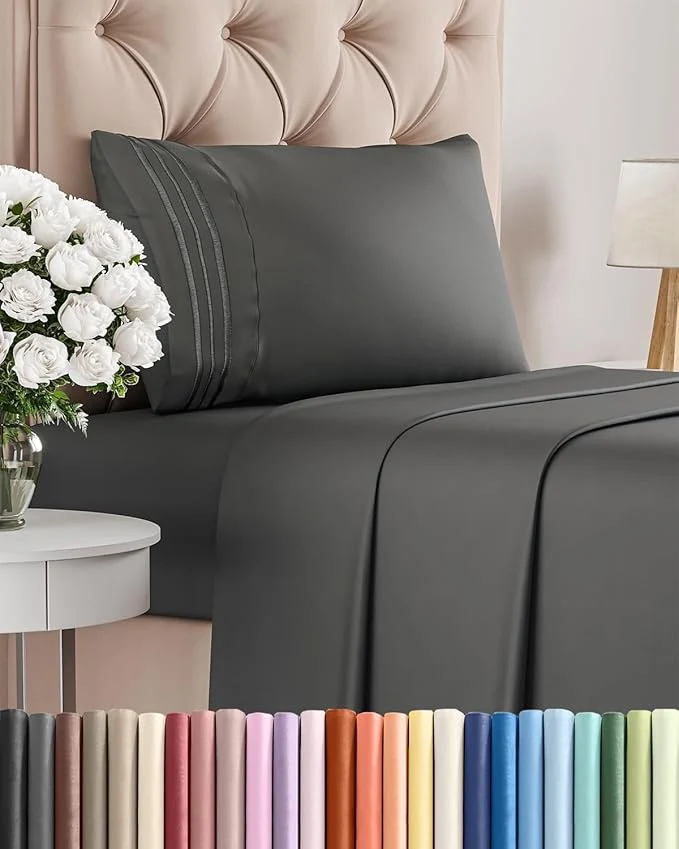 Convenient Twin XL Size 3 Piece Sheet Set – Comfy Breathable amp Cooling Bed Sheets Set – Hotel Luxury Bedding for Women Men Kids Teens Boys amp Girls – Deep Pockets Soft and Wrinkle – Oeko-Tex – Charcoal Outstanding