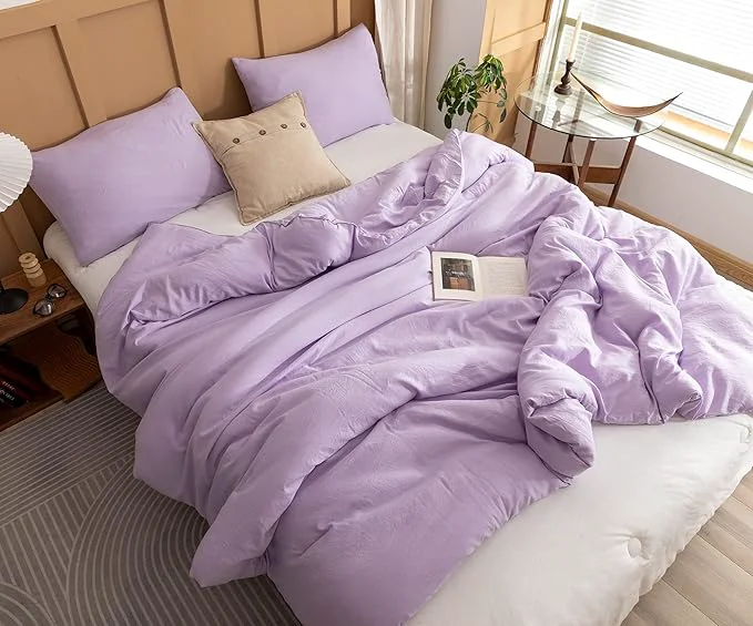 Classic ROSGONIA King Size Comforter Set Lavender 3pcs 1 Boho Purple Comforter amp 2 Pillowcases Soft Bedding Lightweight Bedspread Blanket Quilts User-Friendly