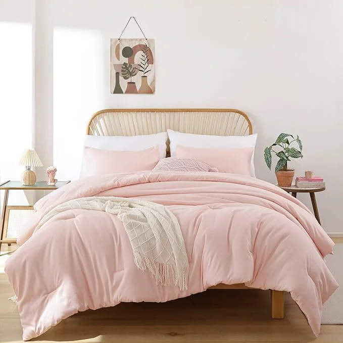 User-Friendly ROSGONIA Comforter Full Size for Girls Boys Teens Blush 3pcs 1 Boho Pink Comforter amp 2 Pillowcases Lightweight Dorm Bedding Soft All Season Bed Set High-Grade
