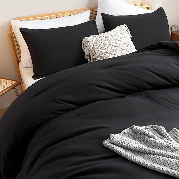 Premium ROSGONIA Oversized King Comforter Black 3pcs 1 Boho Comforter amp 2 Pillowcases Soft Lightweight Oversized King Size Comforter Sets All Season Bedding Advanced