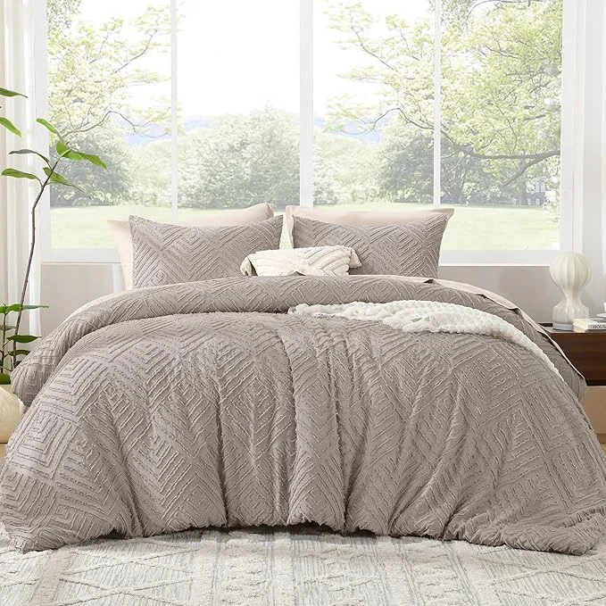 Genuine Litanika California King Comforter Set Rose Coffee 3 Pieces Tufted Boho Farmhouse Bedding Comforter Sets Lightweight Fluffy Comforter Bed Set for All Season 104x96In Comforter and 2 Pillowcases Traditional