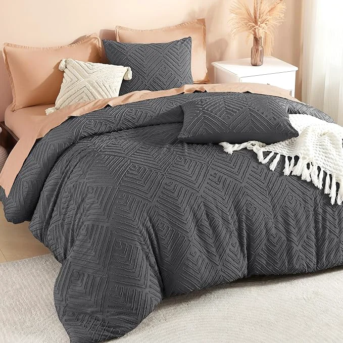 Specialty Litanika Oversized Queen Comforter Dark Grey 3 Pieces Tufted Boho Farmhouse Bedding Comforter Set Lightweight Fluffy All Season Comforter Set 98x98In Comforter amp 2 Pillowcases Fast
