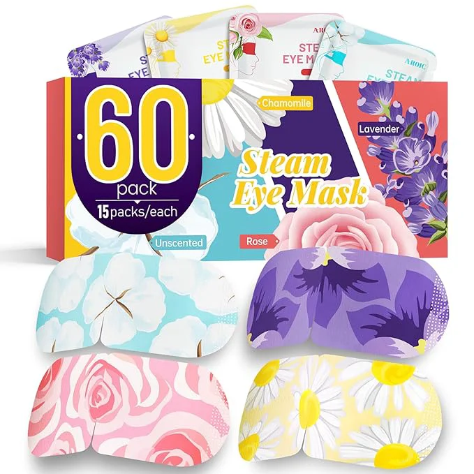 Prestigious AROIC 60 Pack Steam Eye Masks Disposable Heated Eye Mask Warm Compress Luxury