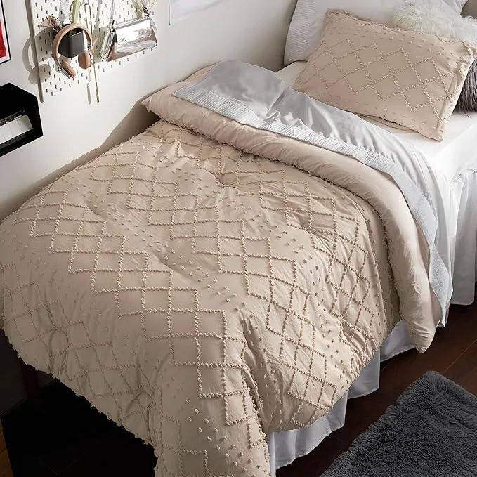 Powerful Bedsure Twin Comforter Set – Warm Tan Comforter Boho Tufted Shabby Chic Bedding for Kids 2 Pieces Vintage Farmhouse Bed Set for All Seasons Fluffy Soft Bedding with 1 Pillow Sham Effective