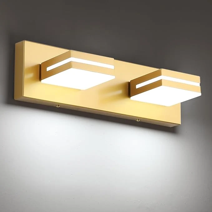 Elegant SineRise LED Modern Bathroom Vanity Light Fixtures Matte Gold Modern Acrylic Enhanced