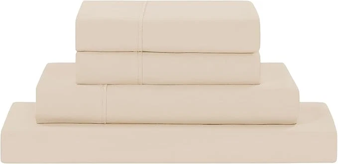 Recyclable Modern Threads Soft Microfiber Solid Sheets – Luxurious Microfiber Bed Sheets – Includes Flat Sheet Fitted Sheet with Deep Pockets amp Pillowcases Egg Shell Twin Certified