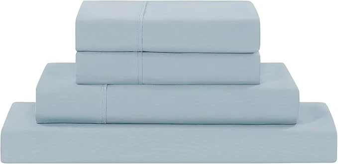Innovative Modern Threads Soft Microfiber Solid Sheets – Luxurious Microfiber Bed Sheets – Includes Flat Sheet Fitted Sheet with Deep Pockets amp Pillowcases Blue Mist King Smooth