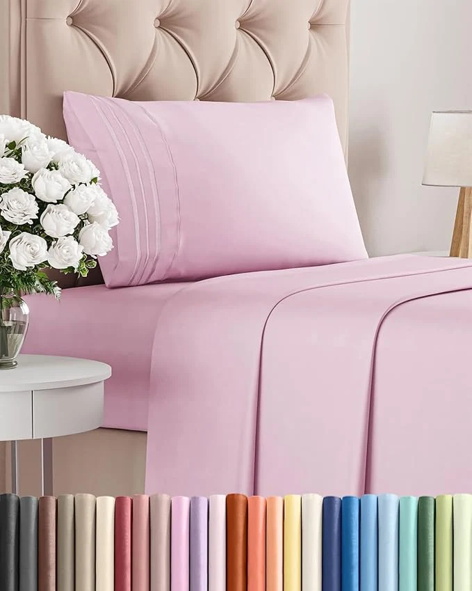 Fine Crafted Twin XL Size 3 Piece Sheet Set – Comfy Breathable amp Cooling Bed Sheets Set – Hotel Luxury Bedding for Women Men Kids Teens Boys amp Girls – Deep Pockets Soft Wrinkle – Oeko-Tex – Light Pink Modern