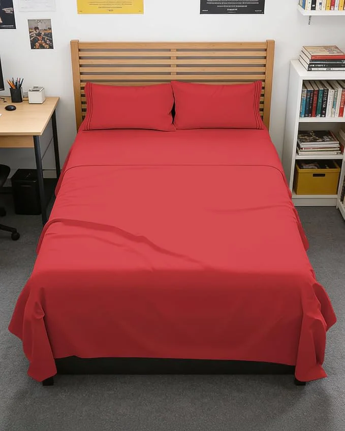 Traditional Full XL Bed Sheet – 4 Piece Full XL Bed Sheets Set – Soft Breathable amp Cooling – Hotel Luxury Bedding for Women Men Kids Teens Boys amp Girls – Deep Pockets Comfy Cozy Fade amp Wrinkle – Red Durable
