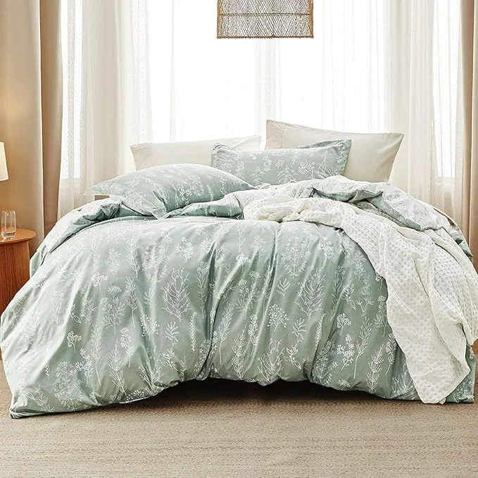 Exclusive Bedsure Twin Twin XL Comforter Set – Sage Green Bed Set 2 Pieces Cute Floral Bedding 1 Soft Reversible Botanical Flowers Comforter and 1 Pillow Sham Expertly Made