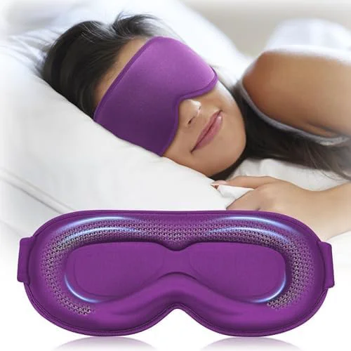 Relaxed Weighted Blackout Sleep Mask for Women 3D Contoured Zero Eye Pressure Powerful