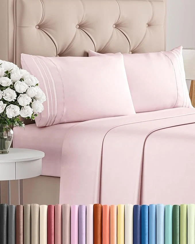 High-Quality Cal King Size 4 Piece Sheet Set – Comfy Breathable amp Cooling Bed Sheets Set – Hotel Luxury Bedding for Women Men Kids Teens Boys amp Girls – Deep Pockets and Wrinkle – Oeko-Tex – Lavender Pink Genuine