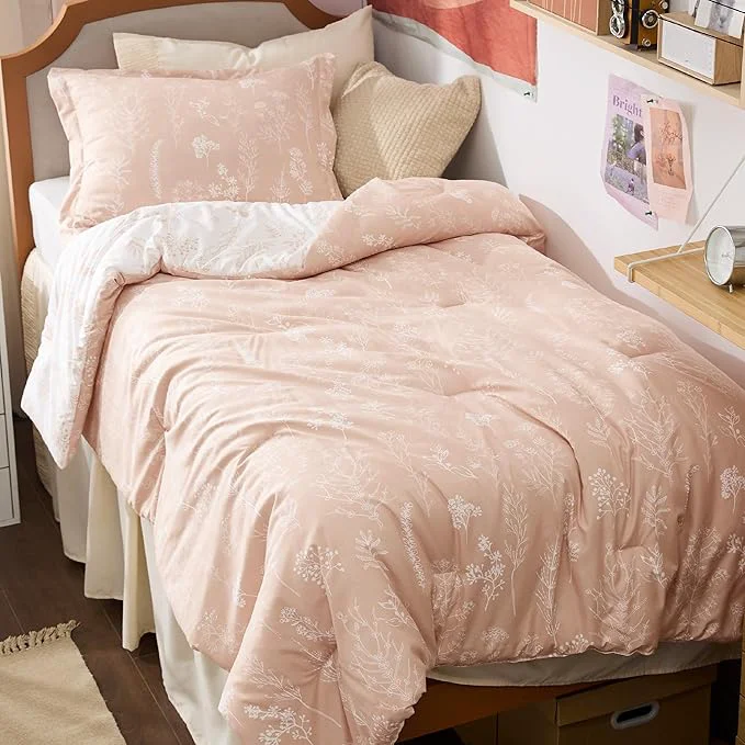 Responsible Bedsure Twin Twin XL Comforter Set – Dusty Rose Bed Set 2 Pieces Cute Floral Bedding 1 Soft Reversible Botanical Flowers Comforter and 1 Pillow Sham Original