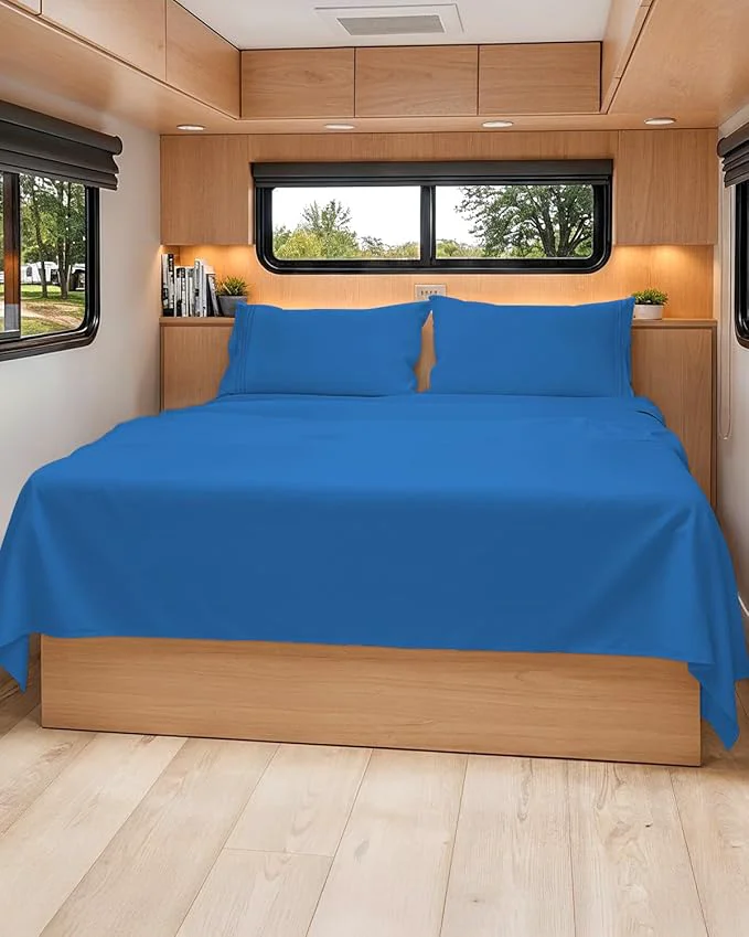 High-Quality Short Queen Size 4 Piece Sheet Set – RV Short Queen Soft Breathable amp Cooling Bed Sheets Set w Deep Pockets – Hotel Luxury Bedding for Women Men Kids Teens Boys amp Girls – Oeko-Tex – Royal Blue