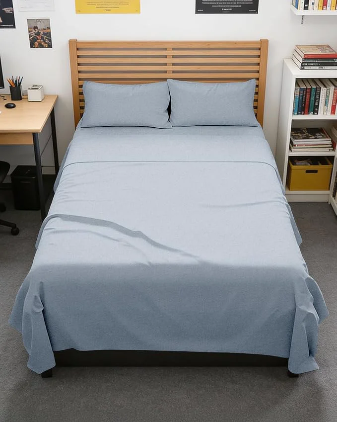 Fast Full XL Bed Sheet – 4 Piece Full XL Bed Sheets Set – Soft Breathable amp Cooling – Hotel Luxury Bedding for Women Men Kids Teens Boys amp Girls – Deep Pockets Fade amp Wrinkle – Heathered Blue Official