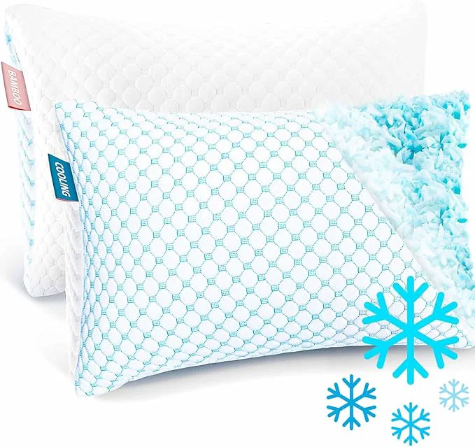 Durable Nestl Cooling Pillow for Sleeping 2 Pack Luxury Shredded Memory Foam Pillows Queen Size Set of 2 Adjustable Cold Gel Pillows for Hot Sleepers Supportive Cool Pillow for Side Back Stomach Sleepers Casual