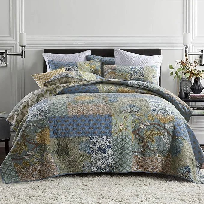 Quality Secgo Twin Size Quilt Size – Cotton Comforter Set Bedding Sets 68 86 Inch with 2 Pillow Shams Patchwork Reversible Lightweight Bedspread Sustainable