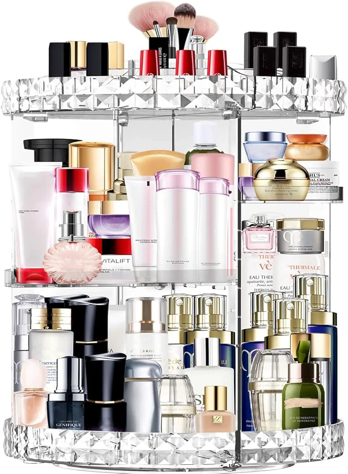 Convenient Makeup Organizer 360 Degree Rotating 7 Adjustable Layers Large Capacity Environmentally Friendly