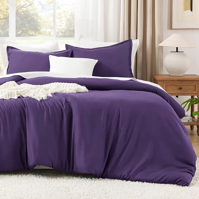 Consistent Litanika Purple Comforter Set California King Size 3 Pieces Cal King Lightweight Solid Bedding Comforter Set Oversized All Season Fluffy Bed Set 104x96In Comforter amp 2 Pillowcases Contemporary
