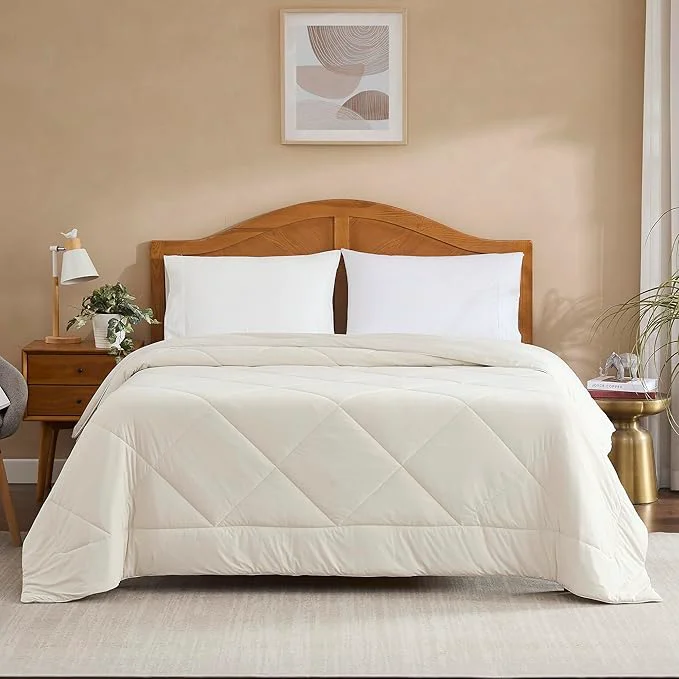 Expertly Made Oversized Cooling Comforter King California King – Reversible Diamond-Quilted Comforter with Elegant Trim – Lightweight Breathable Blanket for Hot Sleepers Night Sweats amp All-Season Comfort Beige Long-Lasting
